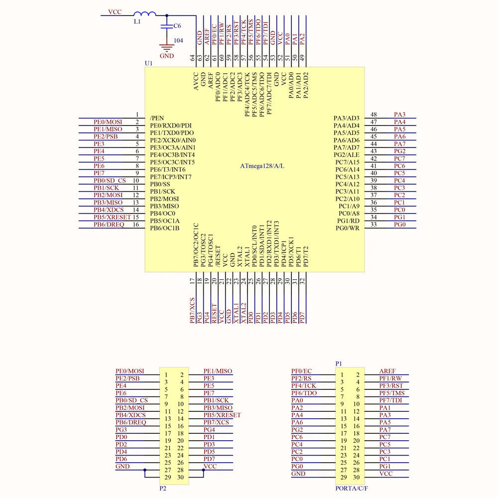 ATMEGA128 AVR Development Board (Bare PCB)