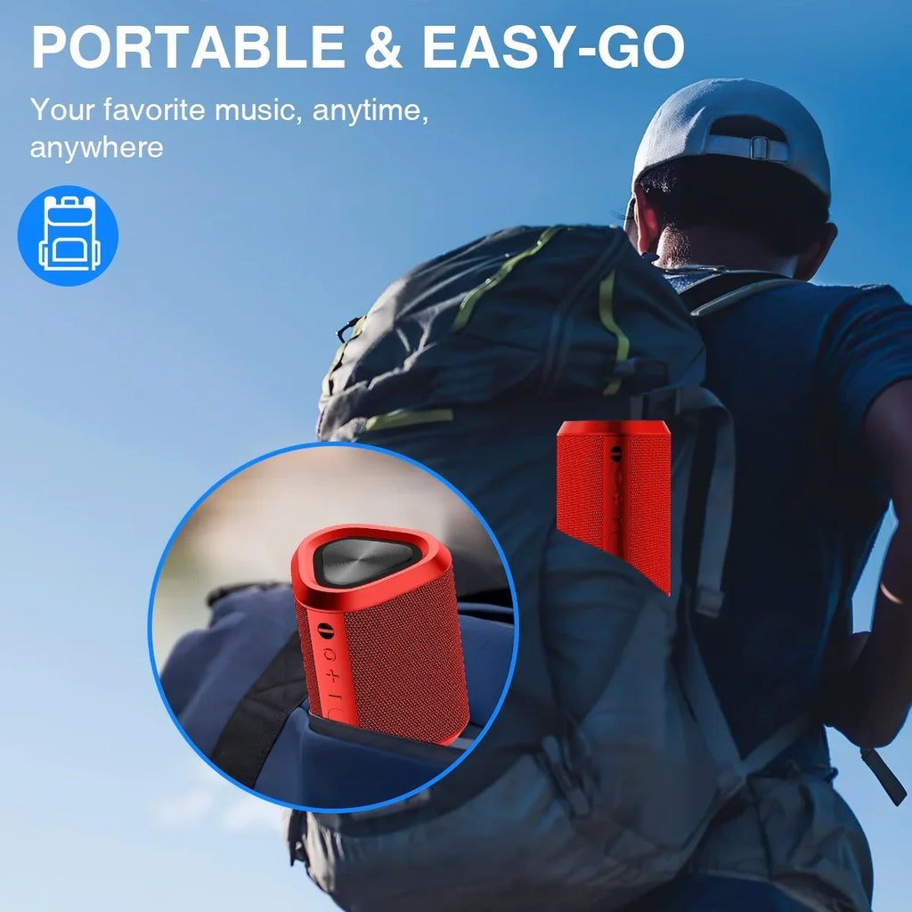 Portable Bluetooth Speaker,Ipx7 Waterproof Outdoor Speaker with 24Hr Playtime,Red