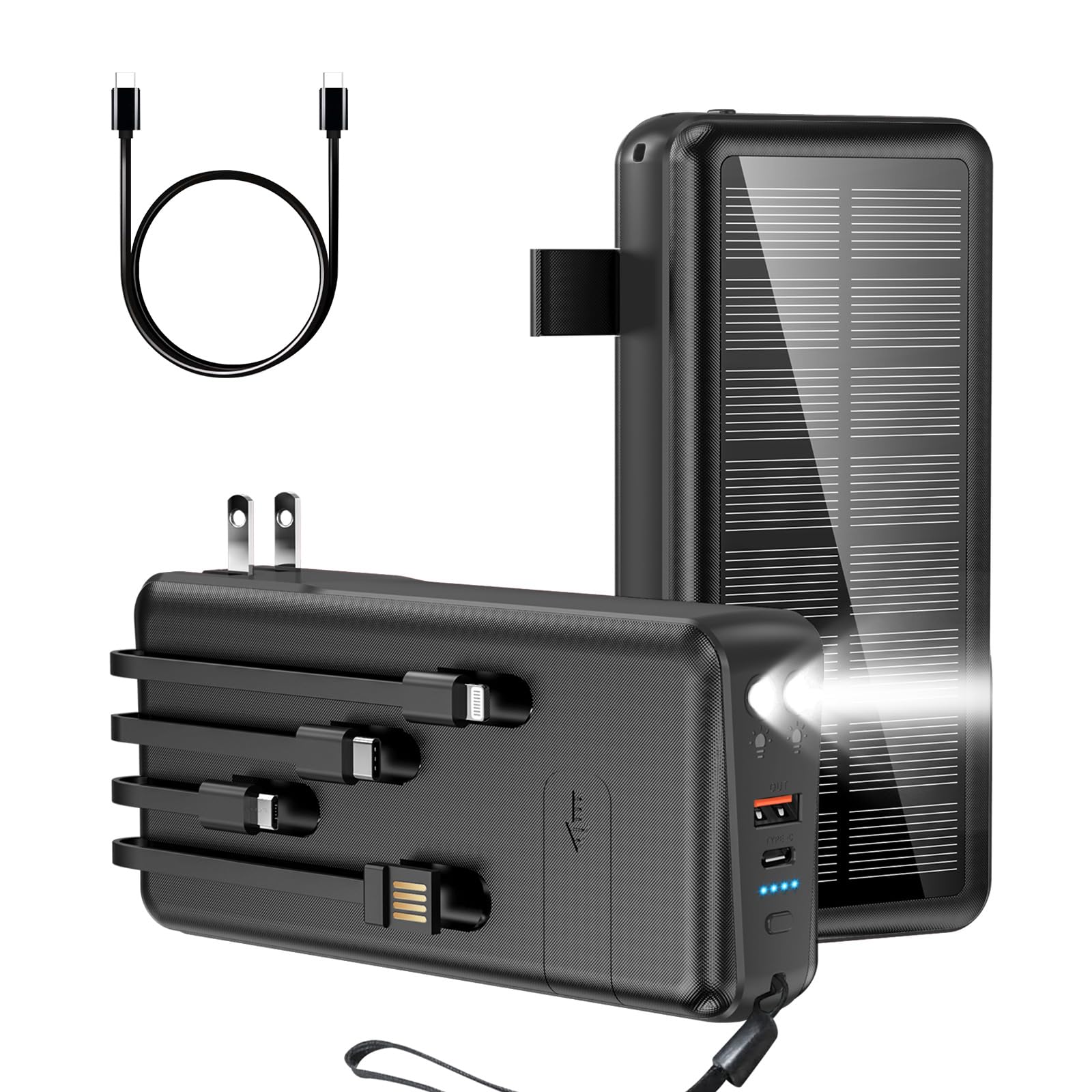 50000mAh Solar Power Bank with PD30W Fast Charging & Flashlight