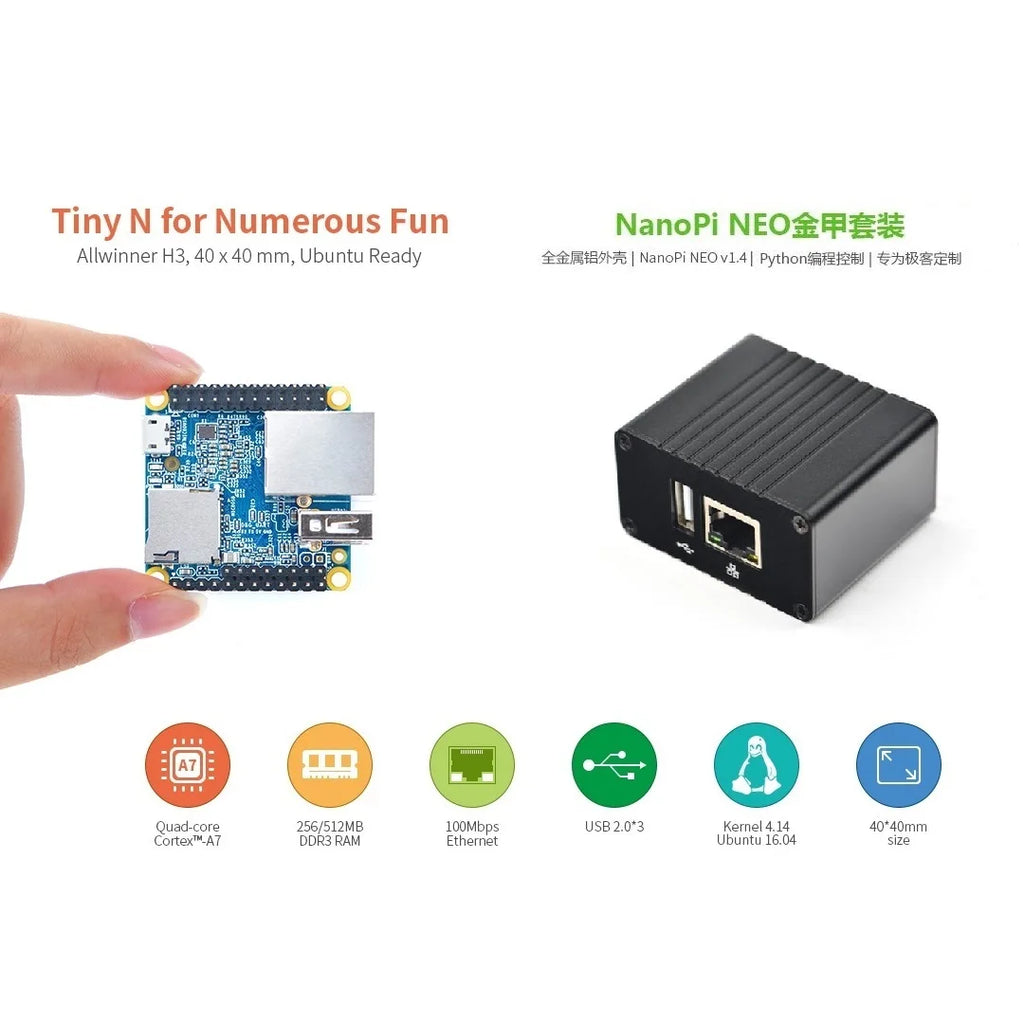 NanoPi Neo LTS Single-Board Computer with CNC Metal Case