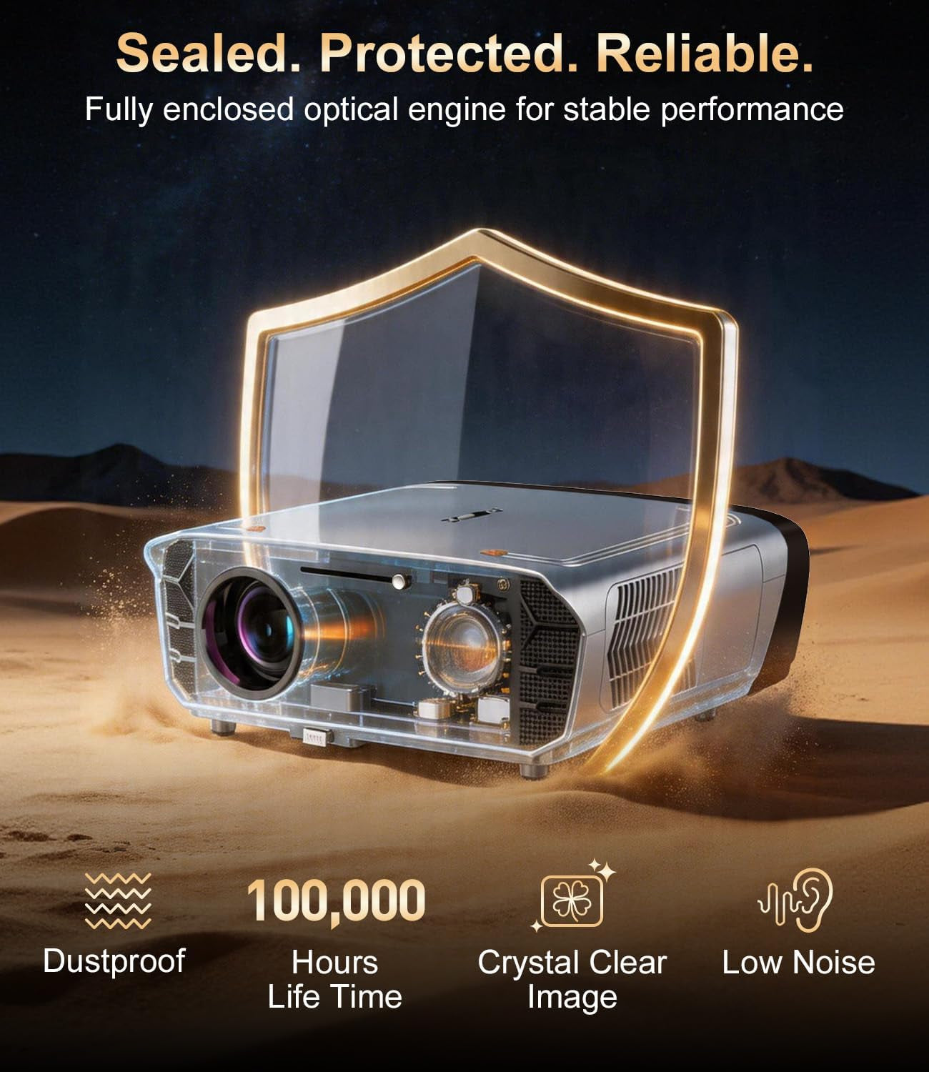 2550 ANSI High Lumens Projector 4K UHD Smart Google TV for Indoor/Outdoor | 35W×2 Speakers Doiby Audio, Tof + CMOS Auto Focus, Shorter Throw, HDMI ARC, Wifi6 Bluetooth, Nfc/Voice Control, Home Theater