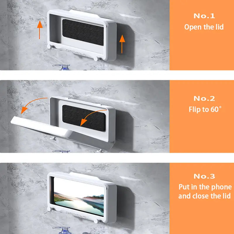 Waterproof Anti-Fog Shower Phone Holder with Touch Screen